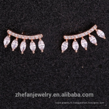 2018 nouveau design marquise zircon cristal pierre boucle d&#39;oreille rose plaqué or E